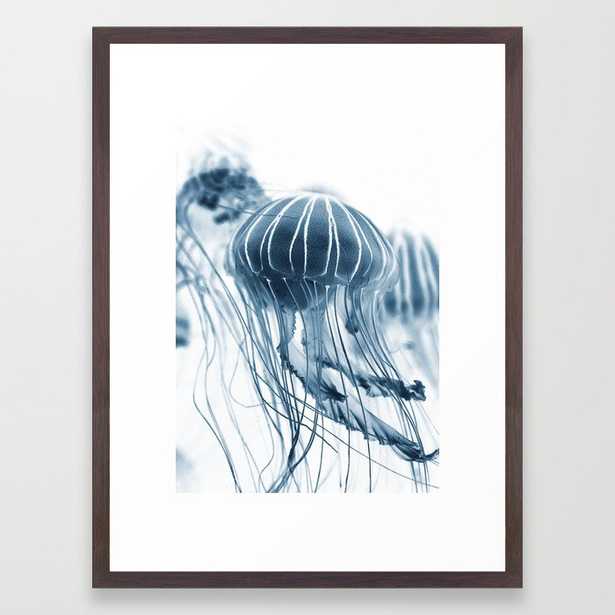Framed Artwork - Jellyfish Framed Art Print - Navy Blue Framed Art Print - Conservation Walnut - 20" X 26" - Society6
