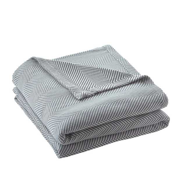 Cotton / Tencel Blend King Blanket in Steel Blue - Home Depot