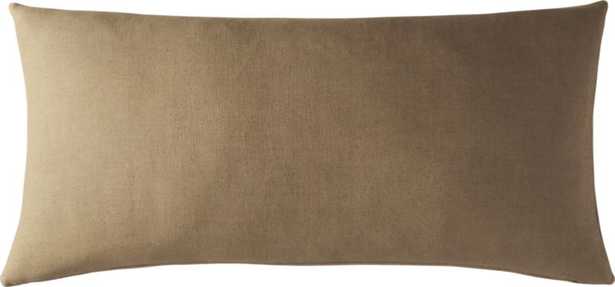 23"X11" SUEDE CAMEL TAN PILLOW WITH DOWN-ALTERNATIVE INSERT - CB2