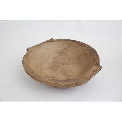 Round Wooden Dough Decorative Bowl, Primitive White - Birch Lane