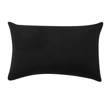 Solid Indoor/Outdoor Knife-Edge Lumbar Pillow, 24" x 16", Black - Pottery Barn