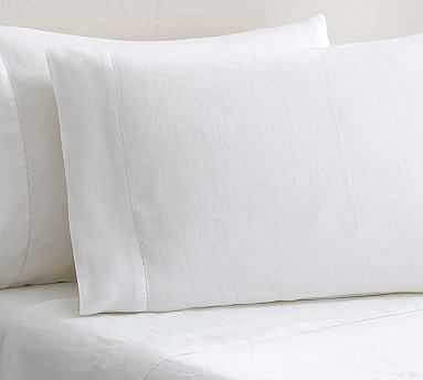 Belgian Flax Linen Extra Pillowcases, Set of 2, King, White - Pottery Barn