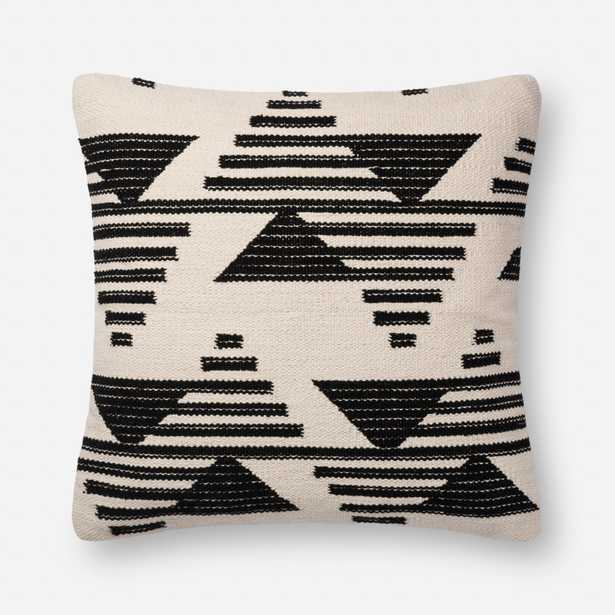 Geometric Linear Throw Pillow, 22" x 22", Black & White - Magnolia Home by Joana Gaines Crafted by Loloi Rugs