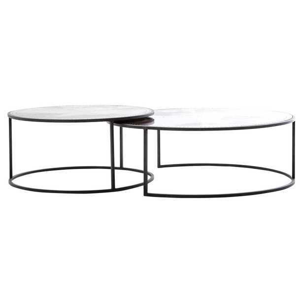Ariel Industrial Loft Copper Studded Nesting Coffee Table - Pair - Kathy Kuo Home