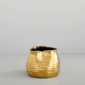 Molten Brass Vase, Medium, Round - 5.25H - West Elm