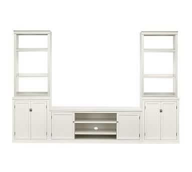 Logan Small Media Suite with Doors and Open Shelving, Antique White - Pottery Barn
