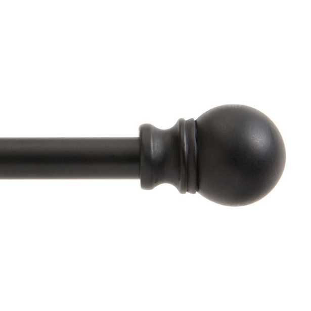 Davenport 28 in. - 48 in. Single Curtain Rod in Matte Black with Finial - Home Depot