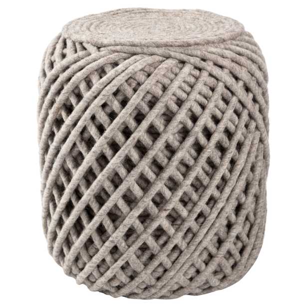 Anneli Textured Cylinder Pouf, Ash Gray - Collective Weavers