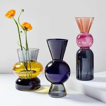Totem Colored Glass Vase, Skylight Blue - West Elm
