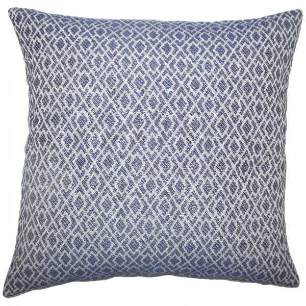Calanthe Geometric Pillow Navy - 18" x 18" - Polyester Insert - Linen & Seam