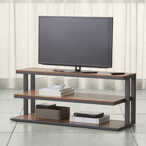 Pilsen 52" Graphite Media Console with Walnut Shelves - Crate and Barrel
