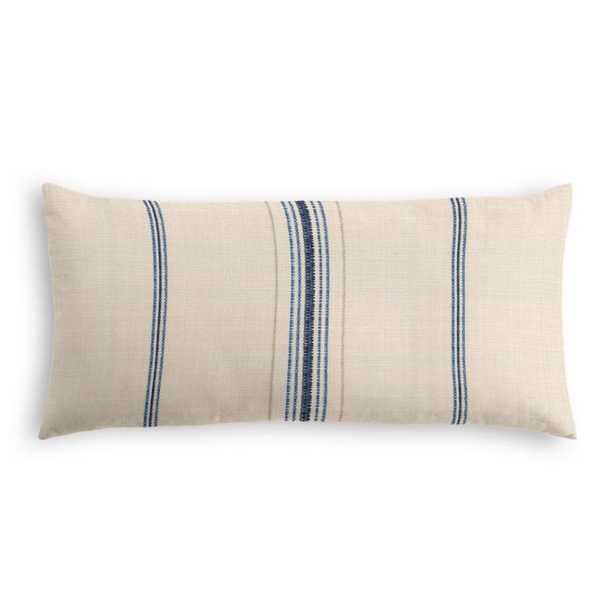 Lumbar Pillow - Burlap of Luxury - Blueberry & Dapper- 12" x 24" - Down Insert - Loom Decor