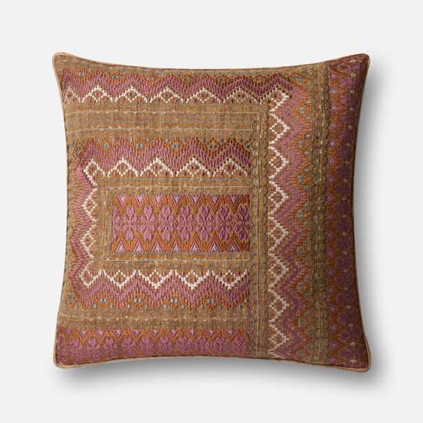 DSET Pillow PINK / RUST 22" X 22" Cover w/Down - Loma Threads
