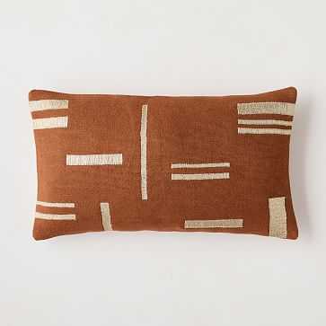 Embroidered Metallic Blocks Pillow Cover, Copper Rust, Individual - West Elm