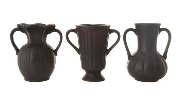 Matte Black Ceramic Vase with Handles (Set of 3 Designs) - Nomad Home
