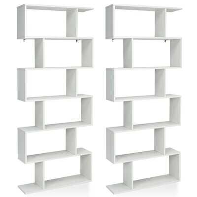 Latitude Run® 2 Pcs 6 Tier S-shaped Bookshelf Storage Display Bookcase Z-shelf Black - Wayfair