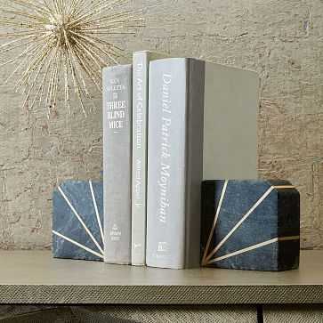 Stone Bookened, Gray Marble, Set of 2 - West Elm