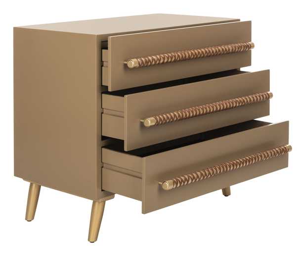 Raquel 3 Drawer Chest - Taupe/Gold - Arlo Home - Arlo Home