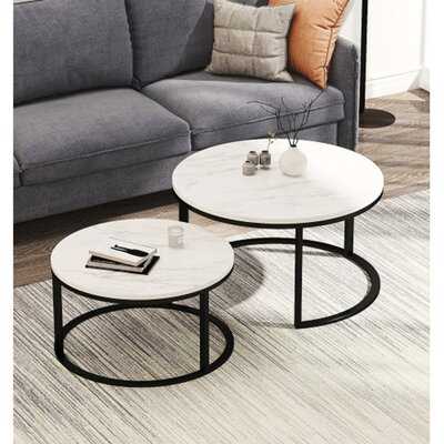 Modern Nesting Coffee Table,Black Color Frame With Marble Top-32" - Wayfair