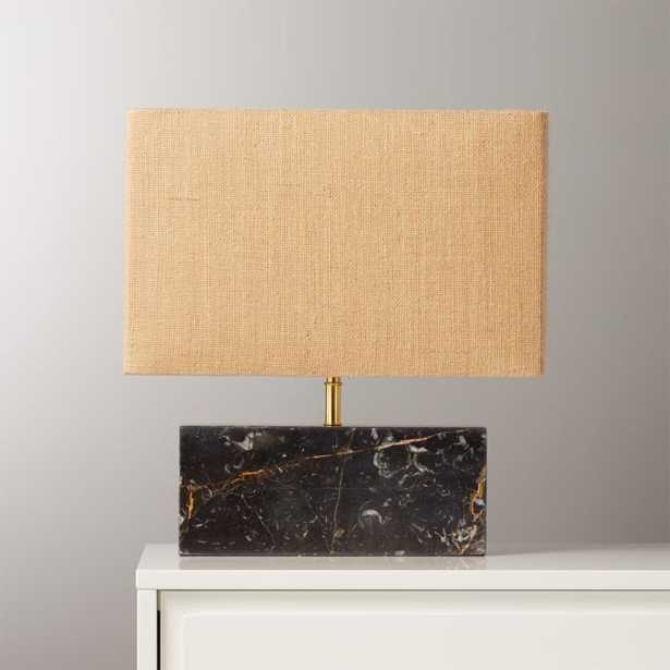 Floral Marble with Hemp Shade Rectangular Table Lamp - CB2