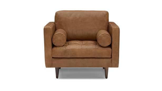 Brown Briar Mid Century Modern Leather Chair - Santiago Ale - Mocha - Joybird