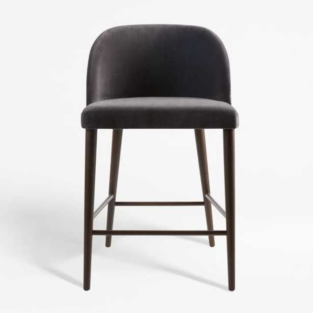 Camille Anthracite Velvet Counter Stool - Crate and Barrel