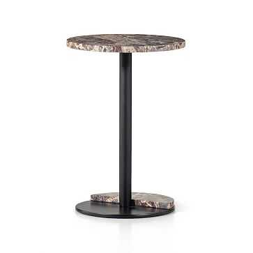 Lofted Marble Side Table, Solid Marble, Matte Black Iron - West Elm