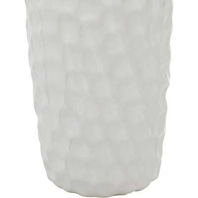 Dimpled Honeycomb Designed White Ceramic Vase, 9" X 5", 2 Piece - Wayfair