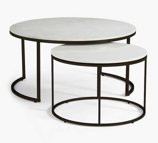 Delaney Round Marble Nesting Coffee Tables, Bronze, Set of 2 - Pottery Barn