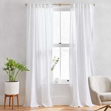 Sheer Crosshatch Curtain, White, 48"x96" - West Elm