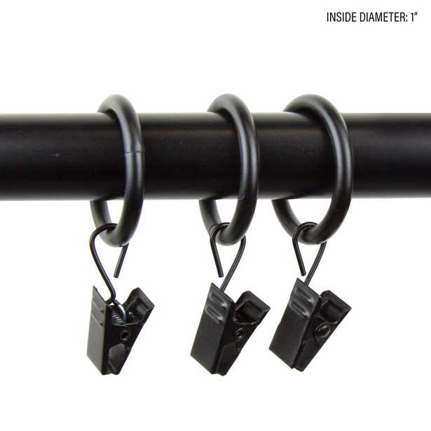 Rod Desyne 1 in. Decorative Rings in Black with Clips (Set of 10) - Home Depot