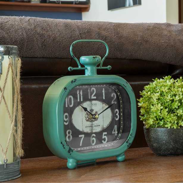 Distressed Teal Metal Decorative Clock, Blues - Home Depot