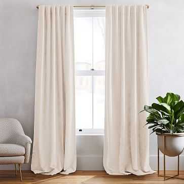 Worn Velvet Curtain with Cotton Lining, Alabaster, 48"x96" - West Elm