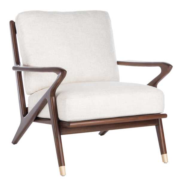 Eino Accent Chair, Cream & Dark Mahogany - Haldin