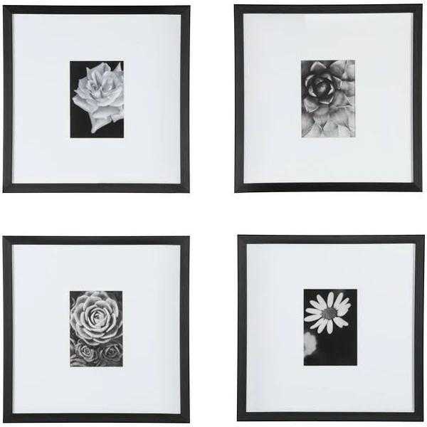 StyleWell White Matte Gallery Wall Picture Frames, Black Frame, Set of 4 - Home Depot