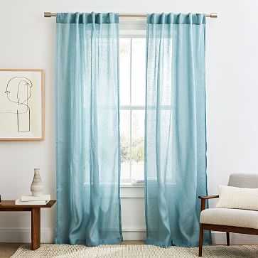 Sheer European Flax Linen Curtain, Silver Mist Melange, 48"x84", Set of 2 - West Elm