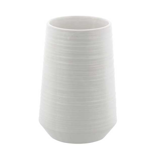 7 in. Pear-Shaped White Ceramic Decorative Vase - Home Depot