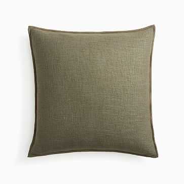 20"x20" Classic Linen Pillow Cover Dark Olive, Set of 2 - West Elm