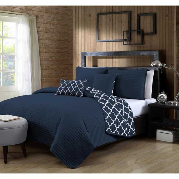 Geneva Home Fashion Griffin 5-Piece Navy (Blue) King Quilt Set - Home Depot