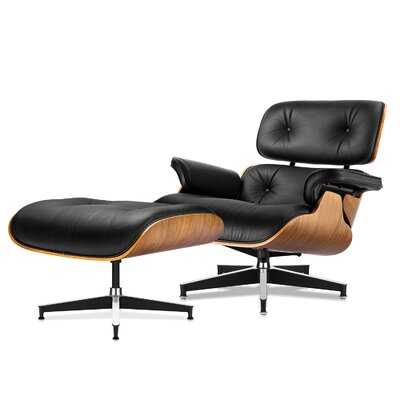 Premium Palisander  Lounge Chair And Ottoman Genuine Italian Leather - Wayfair