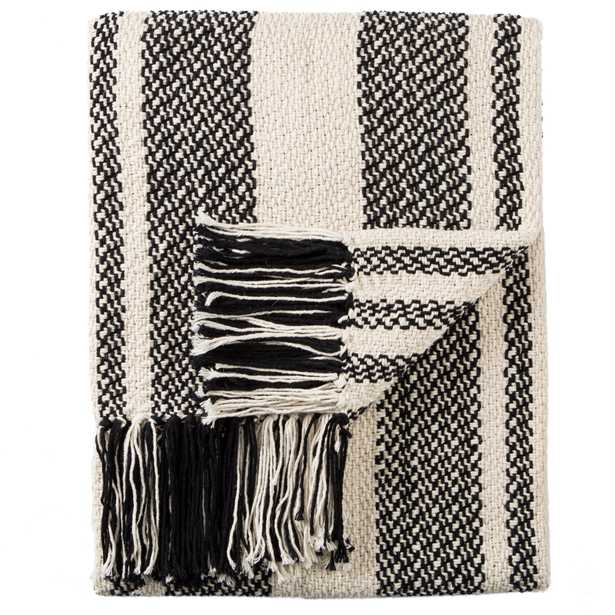 Notre Striped Black / White Throw - Collective Weavers