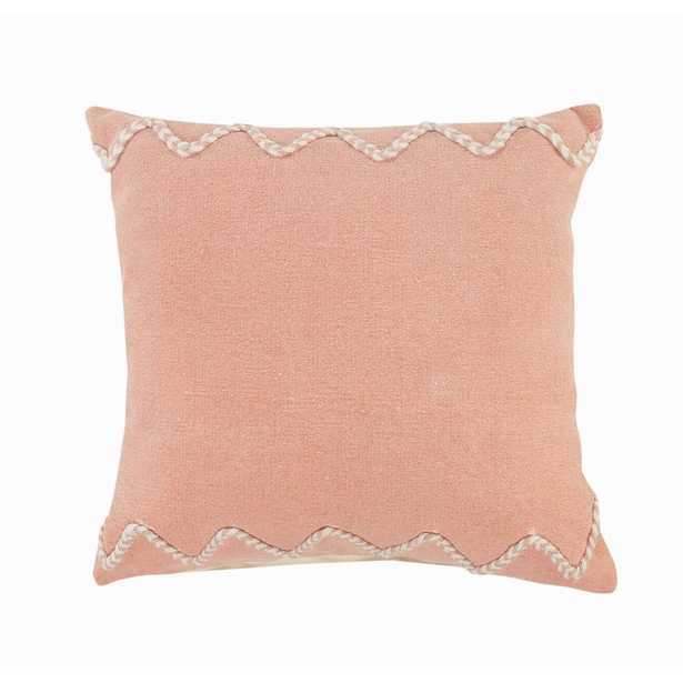 LR Home Solid Color Blush Pink / Cream Chevron Edge Cozy Poly-fill 20 in. x 20 in.Throw Pillow - Home Depot