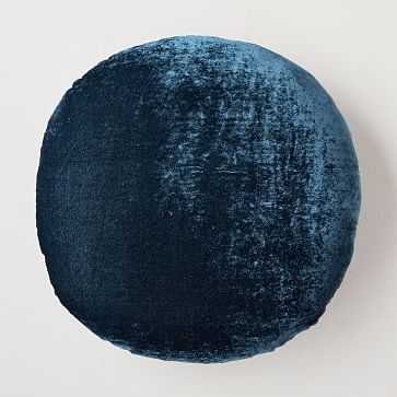 Round Lush Velvet Pillow, Regal Blue - West Elm