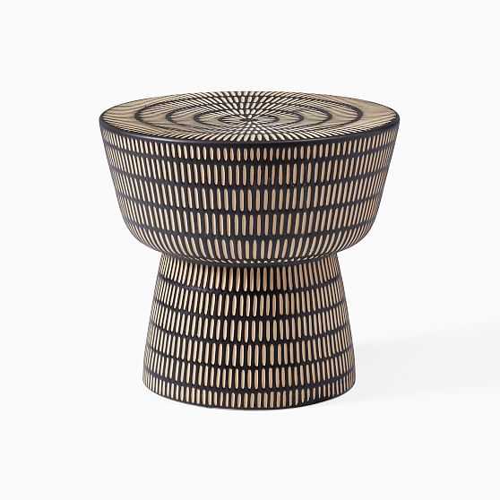 Faroe Textured Black and White Side Table RESTOCK Early February 2022 - West Elm