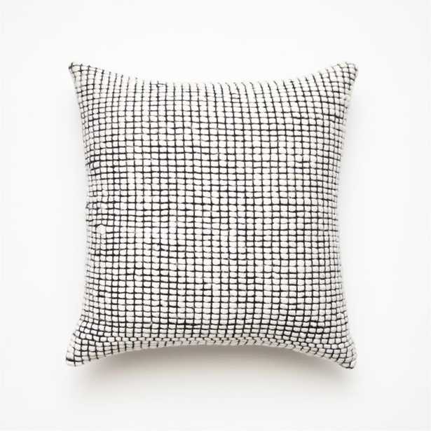 Keelie Grid Pillow, Feather-Down Insert, Ivory, 23" x 23" - CB2