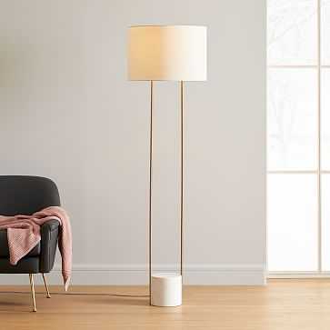Industrial Outline Floor Lamp, Marble + Antique Brass - West Elm