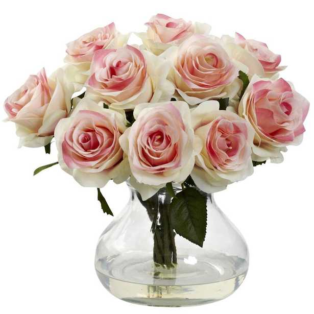 Rose Arrangement with Vase, Reds/Pinks - Home Depot