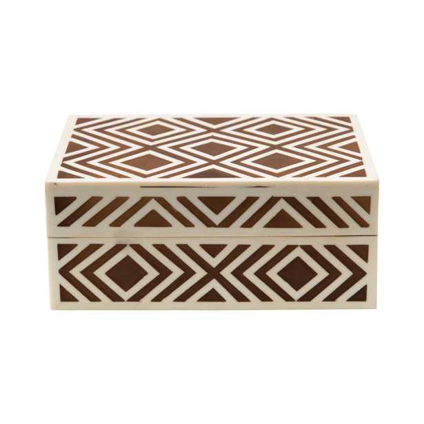 Pattern Inlay Decorative Box, Brown & Cream - Nomad Home