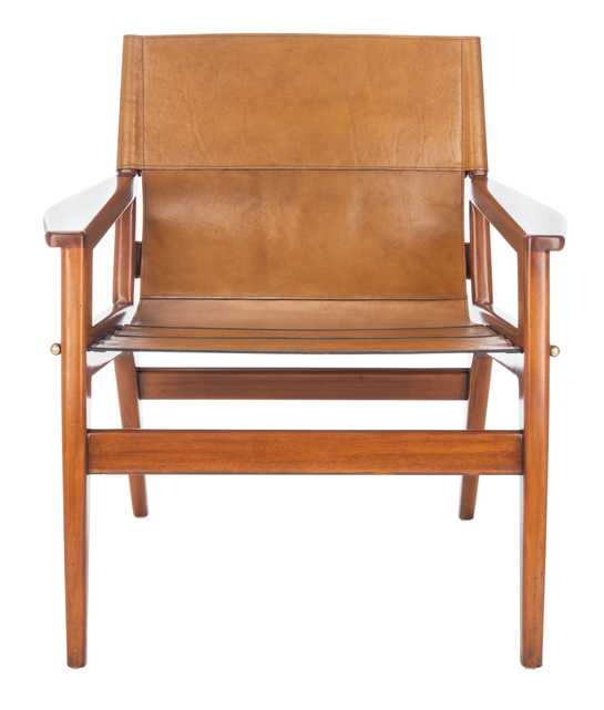Culkin Leather Sling Chair, Brown - Arlo Home