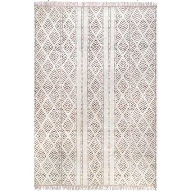 nuLOOM Outdoor Striped Miriam Beige 8 ft. x 10 ft. Area Rug - Home Depot